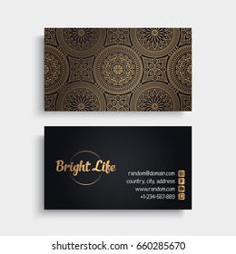Business Card. Vintage decorative elements. Ornamental floral business cards or invitation with mandala