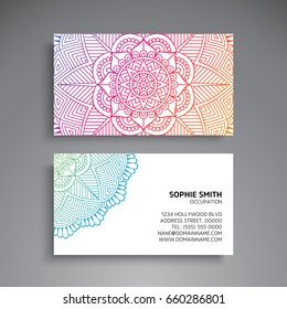 Business Card. Vintage decorative elements. Ornamental floral business cards or invitation with mandala