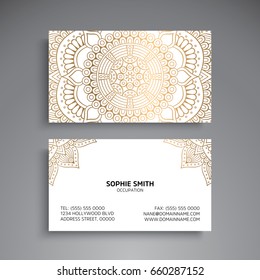 Business Card. Vintage decorative elements. Ornamental floral business cards or invitation with mandala