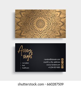 Business Card. Vintage decorative elements. Ornamental floral business cards or invitation with mandala