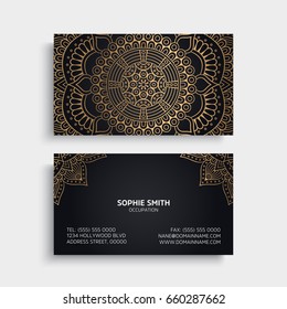 Business Card. Vintage decorative elements. Ornamental floral business cards or invitation with mandala
