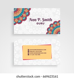 Business Card. Vintage decorative elements. Ornamental floral business cards or invitation with mandala