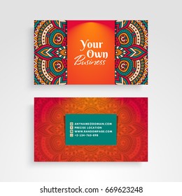 Business Card. Vintage decorative elements. Ornamental floral business cards or invitation with mandala