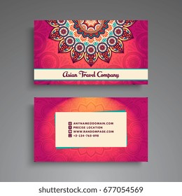 Business Card. Vintage decorative elements. Ornamental floral business cards or invitation with mandala