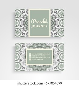 Business Card. Vintage decorative elements. Ornamental floral business cards or invitation with mandala