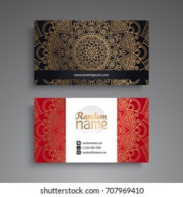Business Card. Vintage decorative elements. Ornamental floral business cards or invitation with mandala