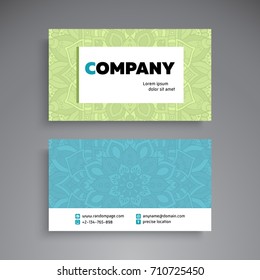 Business Card. Vintage decorative elements. Ornamental floral business cards or invitation with mandala