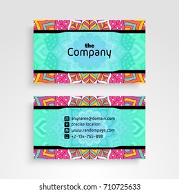 Business Card. Vintage decorative elements. Ornamental floral business cards or invitation with mandala