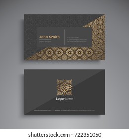 Business Card. Vintage decorative elements. Ornamental floral business cards or invitation with mandala