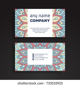 Business Card. Vintage decorative elements. Ornamental floral business cards, oriental pattern, vector illustration