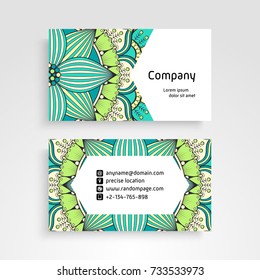 Business Card. Vintage decorative elements. Ornamental floral business cards, oriental pattern, vector illustration