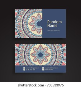 Business Card. Vintage decorative elements. Ornamental floral business cards, oriental pattern, vector illustration