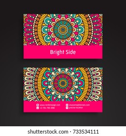 Business Card. Vintage decorative elements. Ornamental floral business cards, oriental pattern, vector illustration