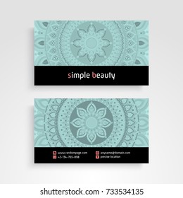 Business Card. Vintage decorative elements. Ornamental floral business cards, oriental pattern, vector illustration