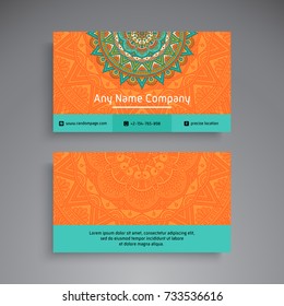 Business Card. Vintage decorative elements. Ornamental floral business cards, oriental pattern, vector illustration