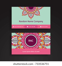 Business Card. Vintage decorative elements. Ornamental floral business cards, oriental pattern, vector illustration