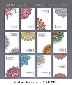 Business Card. Vintage decorative elements. Ornamental floral business cards or invitation with mandala