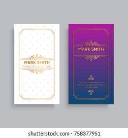 Business Card. Vintage decorative elements. Ornamental floral business cards or invitation with mandala