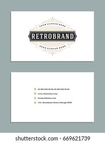 Business card vintage ornament style vector template. Retro luxury style, royal design. flourishes ornamental frame logo on white background.