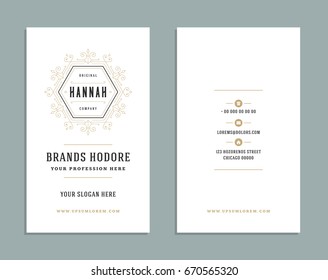 Business card vintage ornament style vector template. Retro luxury style, royal design. flourishes ornamental frame logo on white background.