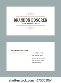 Business card vintage ornament style and luxury logo vector template. Retro elegant  flourishes ornamental design.