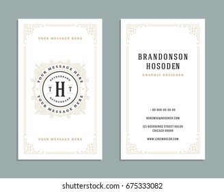 Business card vintage ornament style and luxury logo vector template. Retro elegant  flourishes ornamental design.