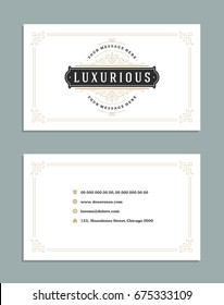 Business card vintage ornament style and luxury logo vector template. Retro elegant  flourishes ornamental design.