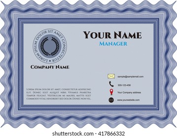Business card, vintage style. Vector illustration. With guilloche pattern. Retro design. 