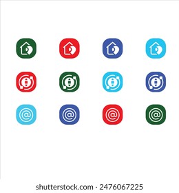 Business card, visit card, contact, call, location, email, website icon set vector
