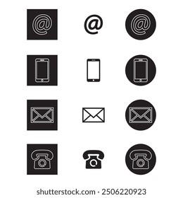 Business card, visit card, contact, call, email, website icon set vector