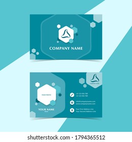 Business Card Or Visiting Card Green Blue Color Both Side Print Vector File With Photo Space And Creative Look For Your Business, Medical Or Doctor. 