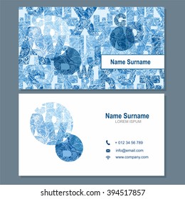 Business card or visiting card template with abstract element logo , blue vector design editable