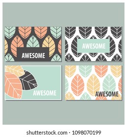 Business card or visiting card template with logo element leaf. Vector design editable template