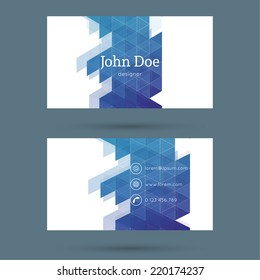 Business card or visiting card template with a triangular texture.  