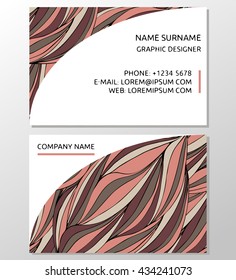 Business card or visiting card template. Vector design template. Modern Abstract Business - Card Set. Hand drawn pattern
