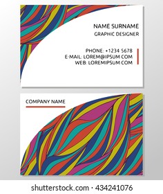 Business card or visiting card template. Vector design template. Modern Abstract Business - Card Set. Hand drawn pattern
