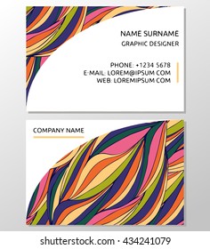 Business card or visiting card template. Vector design template. Modern Abstract Business - Card Set. Hand drawn pattern