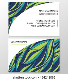 Business card or visiting card template. Vector design template. Modern Abstract Business - Card Set. Hand drawn pattern