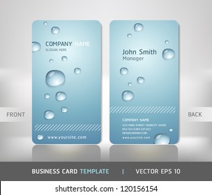 Business Card With Water Drop. Vector Illustration.