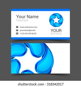 Business Card with water drop. Vector illustration.
