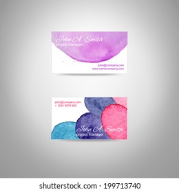 business card watercolor vector