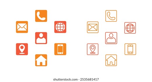 business card and website icon set. contact information icons containing name, location, phone, email and web address symbol. transparent png and vector illustration