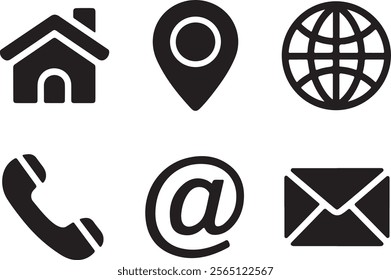 business card and website icon set. contact information icons containing name, location, phone, email and web address symbol. transparent png and vector illustration