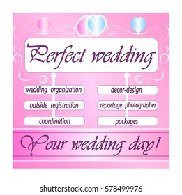 Business Card, Wedding Venue, Vector, To Develop The Site, Pink Background