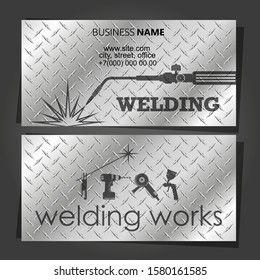 Business card for a welder with welding machine and tool