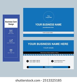 Business Card White and Blue Design Template