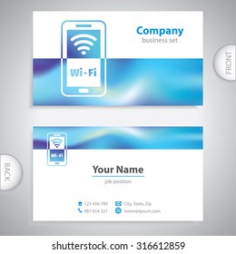 business card - wifi symbol - connection for smartphone or tablet pc - company presentations