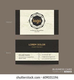 business card with wood pattern background