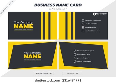 Business card for your business needs Using a dark gray and yellow background and the text is ready to be changed