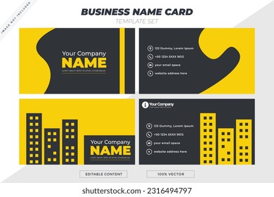 Business card for your business needs Using a dark gray and yellow background and the text is ready to be changed